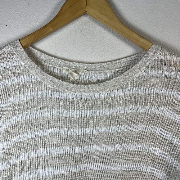 Eileen Fisher 100% Linen Knit Stripe Sweater XL Beige white striped - Picture 2 of 10